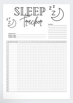 a printable sleep tracker is shown with the words sleep teacher written in black ink