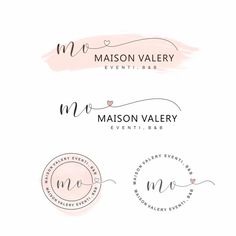 the logo for maison valeryy is shown in three different colors and font styles