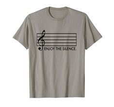 a grey t - shirt with the words enjoy the silence on it's chest