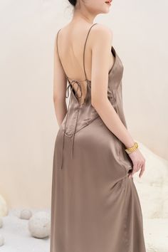 "100% Pure Mulberry Silk Slip Dress, Luxury Slik Velvet, Bridesmaids Dress, Charmeuse Slip Maxi Dress   Model in the gallery: Size S-4 Height 5\"7'. Color is shown on the photos is silk 23   Material: 100% Pure Mulberry Silk, Charmeuse, Satin   How to order: - Size: Feel free to check the size chart in the product gallery, choose your best fit and please leave it in the personalization box If you are not sure about the size, please send me a message before placing the order. I do provide custom request orders. Please let me know if you have your specific size; I am happy to discuss it with you and quote it. - Color: Please find the color guide in the product gallery and leave it in the personalization box. I will proceed the order with the chosen color.   Returns, Refunds and Exchange Ther Silk Slip Dress With Tie Back, Sleeveless Bridesmaid Slip Dress With Tie Back, Elegant Daywear Dress With Tie Back, Sleeveless Slip Dress With Tie Back For Evening, Elegant Backless Midi Dress For Daywear, Sleeveless Silk Bridesmaid Dress, Silk V-neck Dress With Tie Back, Velvet Bridesmaids Dress, Slip Maxi Dress