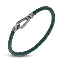 Dynamic woven green leather wrap creates this distinct men's bracelet from the Lash Collection from Marco Dal Maso. Fashioned in green leather and oxidized sterling silver, the 8-inch bracelet secures in place with a trigger clasp. Party Outfit Men, Italy Jewelry, Wrist Accessories, Jared The Galleria Of Jewelry, Men's Bracelet, Wrist Cuffs, 90s 2000s, Bracelet Sterling Silver, Beaded Accessories