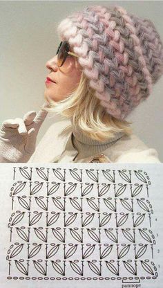 a woman wearing a knitted hat and glasses is looking at something on the screen