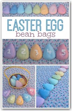 easter egg bean bags with numbers on them