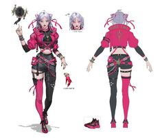 an image of a female character in pink and black