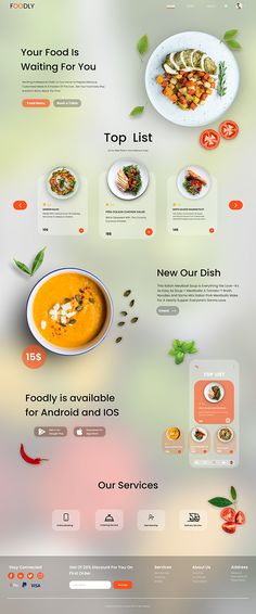 the website design is designed to look like it has many different food items on it