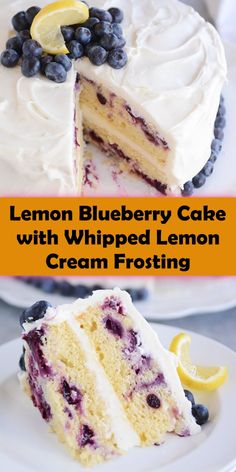 the best lemon blueberry cake with whipped lemon frosting