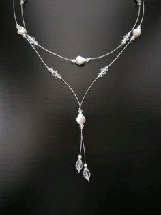 Wit Silver Crystal, Bijoux Diy, Jewelry Projects, Jewelry Silver, Diy Necklace, Jewellery Making, Pearl Jewelry, Wire Jewelry