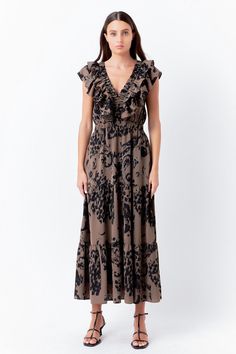 With this Animal Printed Ruffled Maxi Dress, you'll be the queen of the jungle. The ruffle detail adds a touch of elegance, while the side pockets are both stylish and functional. The lined skirt ensures a comfortable fit, and the animal print is both stylish and unique. Animal print Ruffle detail Lined Side pockets Hand wash cold Do not bleach Do not tumble dry Iron low Shell: 100% Polyester Lining: 100% Polyester JJ1618D Total length: 52.50" Bust: 35" S OLIVE/BLACK: Height 5'9.5" / Bust 32" / Queen Of The Jungle, Ruffled Maxi Dress, The Queen, Animal Print, Bleach, Comfort Fit, Hand Wash, Maxi Dress, Dresses