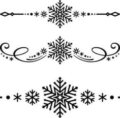 three snowflakes with swirls and dots on them, one is black and the other is white