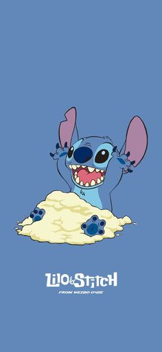 an image of stitch and stitch with the words lilo stitch on it's face