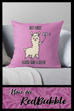 Llama Take a Selfie Pillow, Llama Puns, Llama Fun A Pillow, Pillow Sale