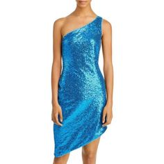 Trendy Fashion Aqua Womens Sequin One Shoulder Mini Cocktail and Party Dress BHFO 7613, Fashion Women's Dresses Sassy Dress, Aqua Dresses, Party Mini Dress, Sequined Dress, Aqua Dress, Making Accessories, Stretchy Dress, Blue Mini Dress, Asymmetrical Dress