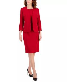 Kasper - Tailored Notch Lapel Jacket Dress, Stretch Crepe, Tall Women, Female Images, Princess Seam, Classy Dress, Classic Looks, Sheath Dress, Front Open