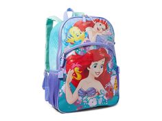 BIOWORLD Kids Disney Princess Backpack Set (Little Kid/Big Kid) - Backpack Bags : Sky Blue : Royally charming: A backpack fit for a princess! Let your child embark on magical adventures with the BIOWORLD Kids Disney Princess Backpack Set. Made from durable polyester, this enchanting set includes a lunchbox, small zippered pouch, and water bottle holder on the side. The zippered closure and two spacious compartments ensure all essentials are secure and organized. Adjustable shoulder straps provide a comfortable fit for all-day wear. Perfect for school, playdates, or sleepovers, this backpack set combines style and practicality, making every day a fairytale come true. Imported. Measurements: Bottom Width: 11 1 2 in Middle Width: 11 1 2 in Top Width: 10 1 2 in Depth: 4 in Height: 16 in Strap Disney Princess Backpack, Princess Backpack, Cartoon Backpack, Kids School Backpack, Water Bottle Holders, Kids Backpacks, School Backpacks, Big Kids, Zipper Pouch