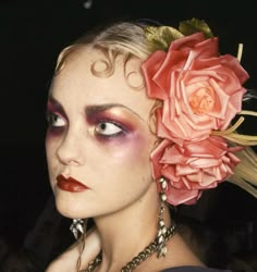 caroline trentini. john galliano. Maquillage Goth, Caroline Trentini, High Fashion Makeup, Flowers In Her Hair, Runway Makeup, Nikko, Editorial Makeup, John Galliano, Hair And Makeup