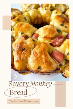 an image of Savory Monkey Bread and a text at the bottom that says Savory Monkey Bread. Savory Monkey Bread, Easy Breakfast Dishes, Gluten Free Brunch Recipes, Make Ahead Brunch Recipes