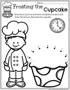 a worksheet for kids to learn how to frost the cupcake