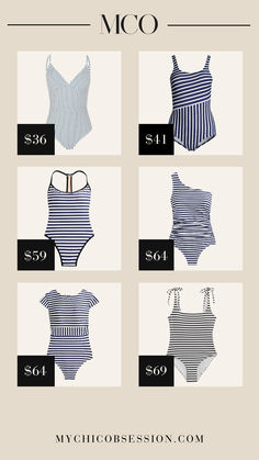 Style a chic striped one-piece swimsuit for summer. Here are six options, one for every budget. Striped One Piece, Cute Swimsuits, One Piece Swimsuit