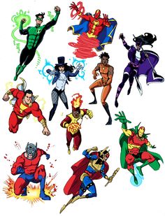 many different superheros are depicted in this image