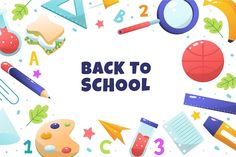 back to school background with colorful objects