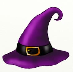 a purple witches hat with a gold buckle