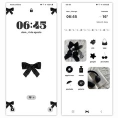 the back and front side of an iphone with black bows on it, which are attached to