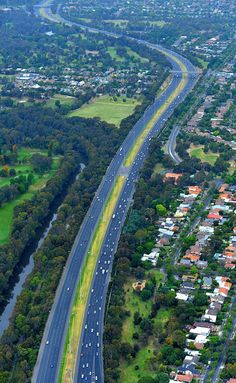 an aerial view of a highway in australia