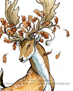 a drawing of a deer with antlers on it's head