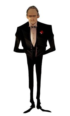 a man in a tuxedo is standing with his hands on his hipss