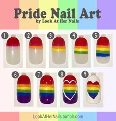 LGBTQ Pride nail art Tutorial for Intrepid Emag. Click through for full instructions. by LookAtHerNails Lgbtq Nails, Pride Nail Art, Pride Nail, Nail Red, Fingernail Designs, Pink Polish, Nail Polish Art, Her Nails, Painted Nail Art