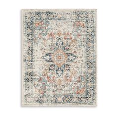 Jerry 8 x 10 Area Rug, Indoor Outdoor, Medallion, Polyester, Ivory Orange - BM318373 Orange Palette, 5x7 Rugs, Medallion Design, 8x10 Rugs, 8x10 Area Rugs, Indoor Outdoor Area Rugs, Ashley Furniture, Traditional Area Rugs, Green Rug