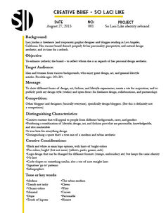 a yellow and black resume is shown with the words creative brief - so la lumiee