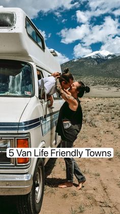 two people standing in front of a camper van with the words 5 van life friendly free campspots