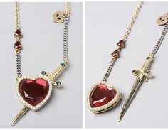 Pretty Knives, Disney Couture, Magical Jewelry, Disney Jewelry, White Necklace, Fantasy Jewelry, Stone Heart, Red Stone, Jewelry Inspo