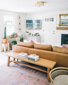 the living room is clean and ready to be used as an office or family room