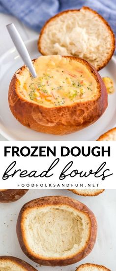 this frozen dough bread bowl is so good it's loaded with cheese and broccoli