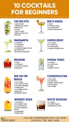 the top ten cocktails for beginners