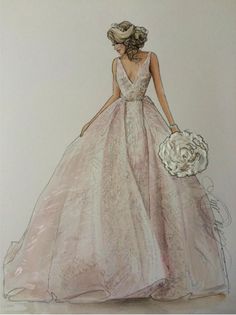 a drawing of a woman in a wedding dress