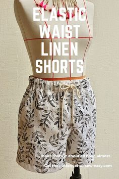 a mannequin wearing shorts with the words elastic waist linen short's on it