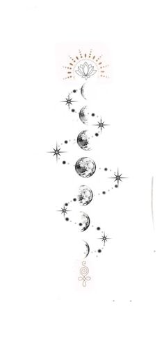 a drawing of the moon and stars on a white background