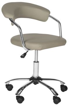 Safavieh Pier Desk Chair | Office Chairs |  Modishstore  - 4 Cream Desks, Grey Desk, Swivel Seating, Daily Grind, Chair Upholstery, Grey Chair, Task Chair, Chair Backs, Desk Chair