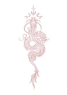 a red dragon tattoo design on a white background