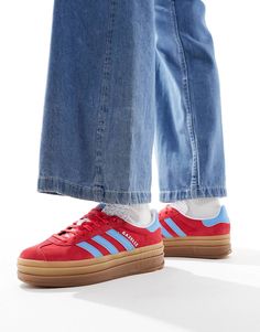 adidas Originals Gazelle Bold trainers in red and blue | ASOS High Air Force 1, Adidas Gazelle Bold, Gazelle Bold, Adidas Branding, Adidas Originals Gazelle, Exclusive Sneakers, Adidas Spezial, Jordan Sneakers, Air Jordan 3