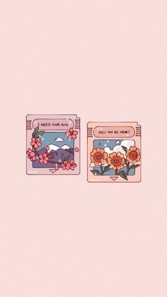 two small cards with flowers on them