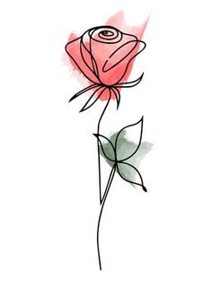 a drawing of a single rose on a white background