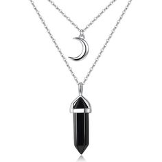 Brand: Maibaota Color: Black-Obsidian Stone Features: * Crystal Necklace-Obsidian Is Sacred In The Ancient West And Is A Good Talisman. It Has The Effect Of Warding Off Evil Spirits And Dispelling Negative Energy. Unlucky People Wear It To Turn Their Luck. It Can Also Increase Vitality. * Crescent Moon Necklace-The Double-Layered Moon Pendant And The Natural Hexagonal Column Point Gemstone Crystal Necklace Form A Perfect Fashion Look. It Can Help You Calm And Relax, Concentrate, Keep Your Mind Clear, And Make Your Mind Clear. It Is The Perfect Gift For Family, Friends Or Any Occasion. * Healing Crystals Gifts-The Reiki Witch Spiritual Hexagonal Gemstone Point Healing Crystal Necklaces Moon Stone Necklaces, Moonstone Necklace Black, Black Obsidian Pendant Necklace, Black Onyx Crystal Necklace, Onyx Crystal Necklace, Black Obsidian Stone, Obsidian Stone, Necklace Layered, Crescent Moon Pendant