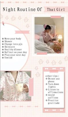 Best Night Routine, Wonyoungism Tips, Healthy Habits Motivation, Selfcare Routine, Selfcare Tips, School Routine For Teens, Morning Routine School, Beauty Journal