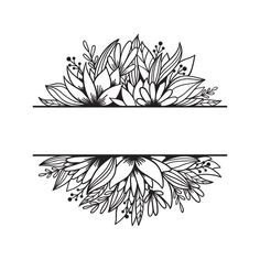 a flower arrangement with leaves and branches in black ink on a white background, next to a