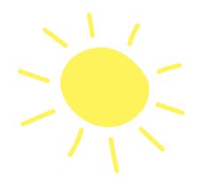 the sun is shown in yellow on a white background