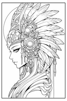 Aztec Queen, Witch Coloring Pages, Tattoo Design Drawings, Book Art Drawings